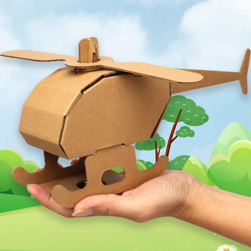 Kraft Paper DIY Cardboard Toy for Kids, Birthday Baby Shower, Creative House, Aircraft Tank, Crafts Decoration