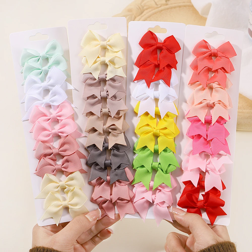 10 Teile/los Einfarbig Band Baby Bögen Haar Clips für Baby Mädchen Handgemachte Bowknot Haarnadel MiNi Barrettes Kinder Haar Zubehör