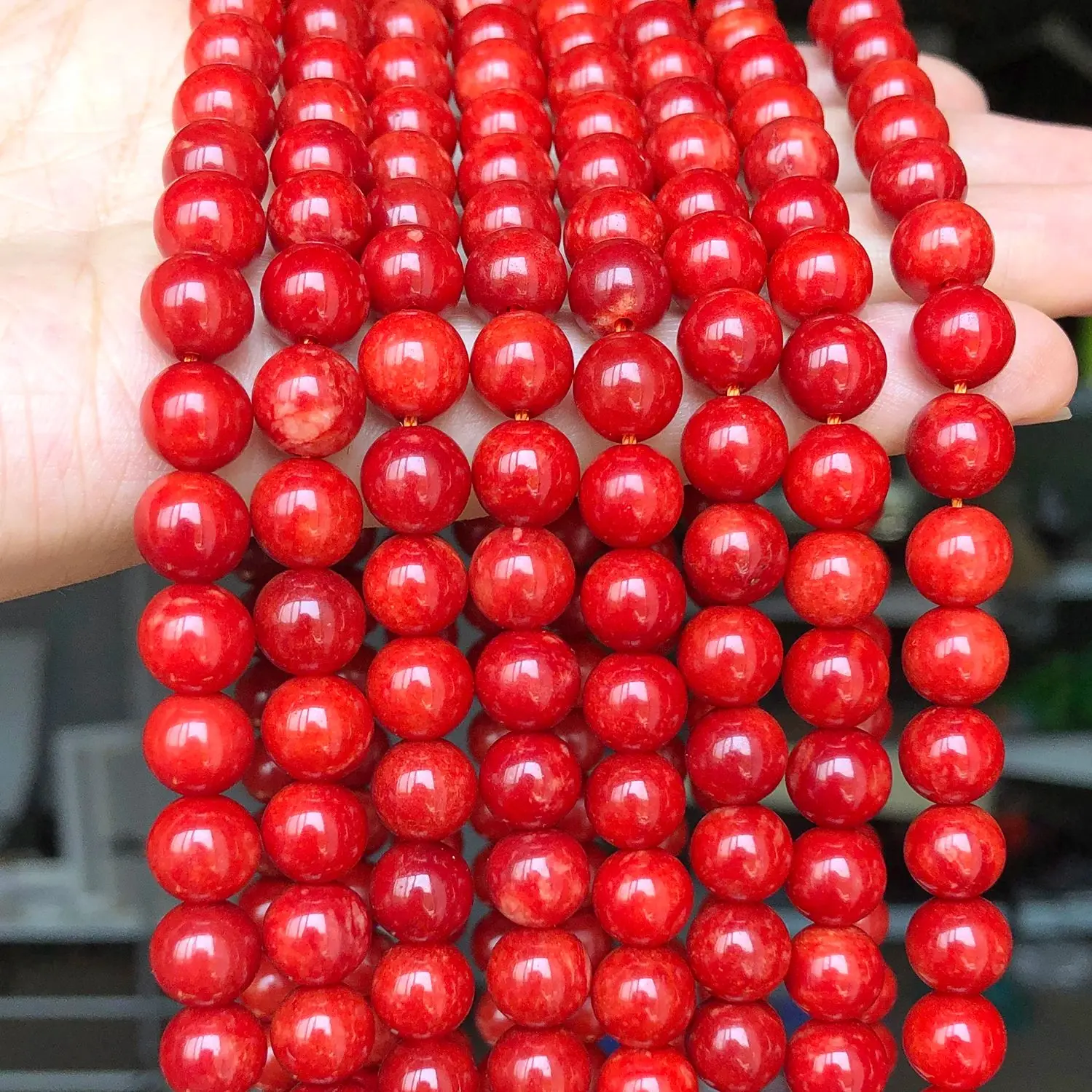 6 8 10 12mm Natural Stone Red Coral Jade Beads Round Smooth Loose Beads For Jewelry Making Diy Charms Bracelets Accessories 15''