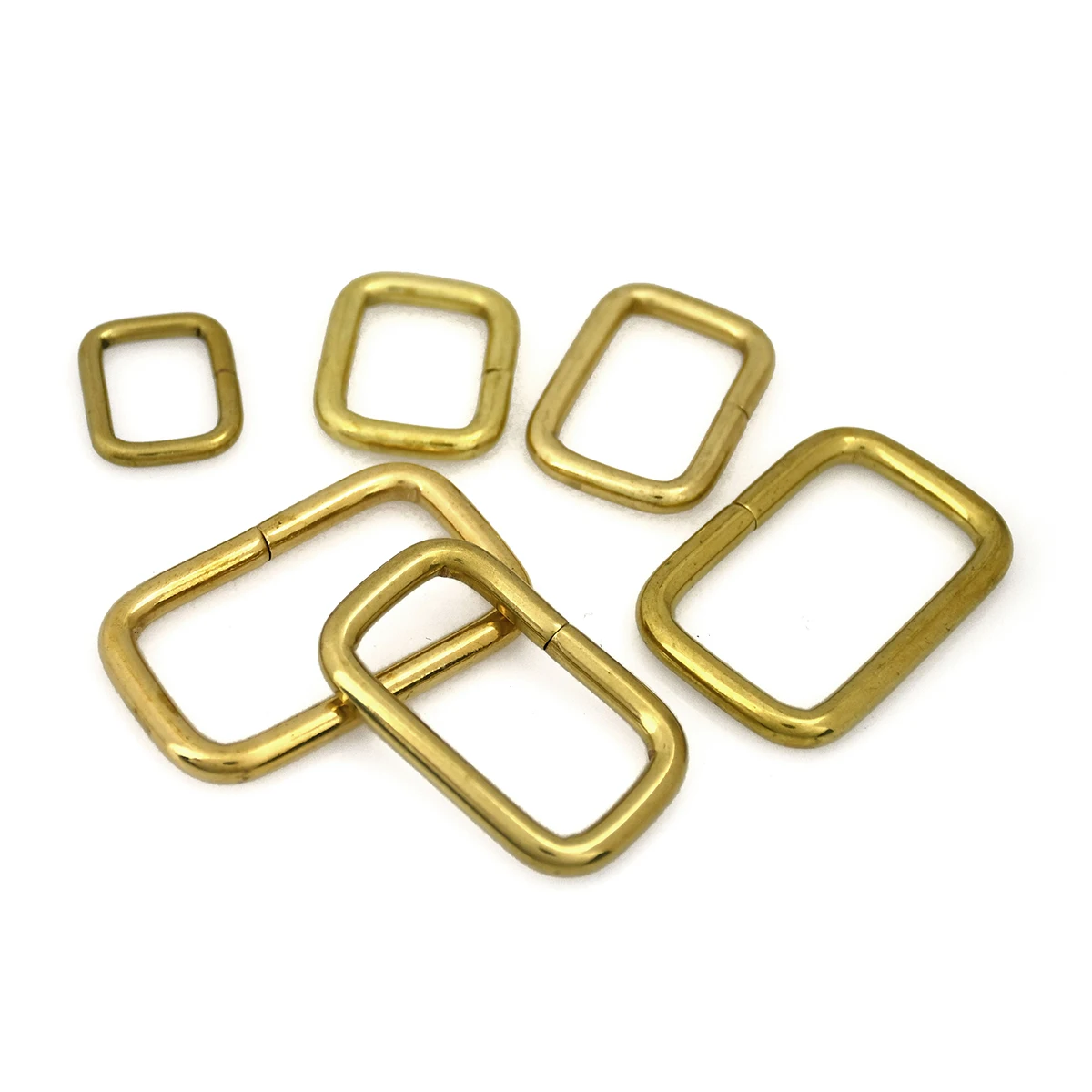 2x Brass metal wire formed rectangle ring buckle loops for webbing leather craft bag strap belt buckle garment luggage purse DIY