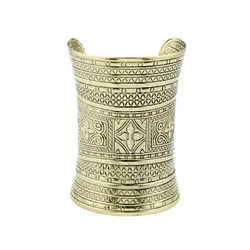 Dayoff Boho Ethnic Vintage Tibetan Gold Silver Plated Bracelet Huge Open Cuff Bangle Flower Carving India Women Jewelry B11