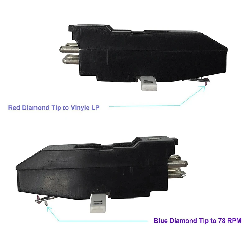 Ruby And Sapphire Dual Needle Stereo Stylus Turntable Cartridge Pickup Accessory For Record Player,Magnetic,Phonograph