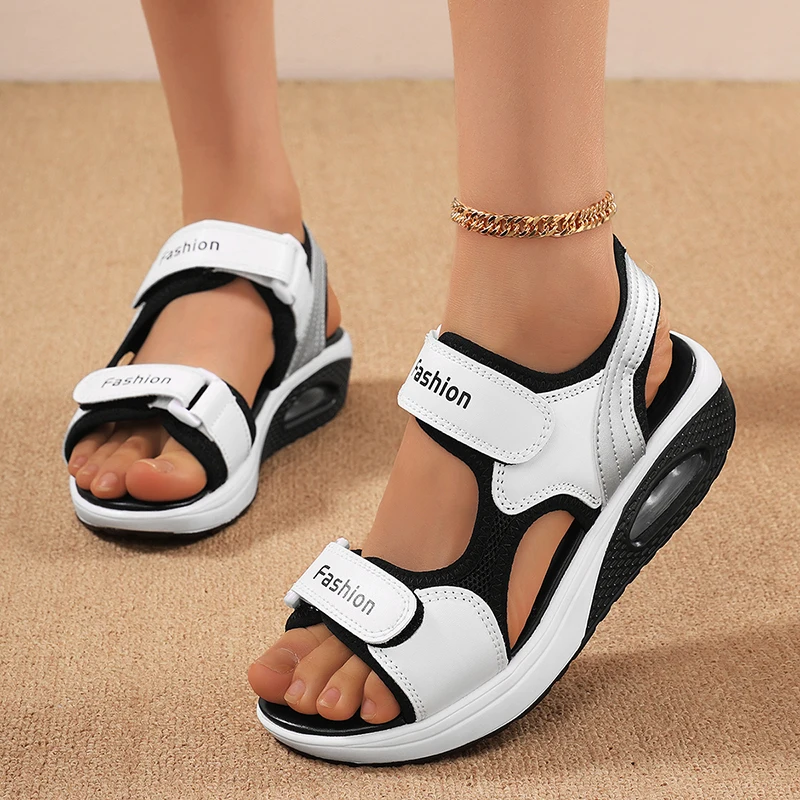 Coussin d'air sandales de sport femmes 2025 été nouveau respirant absorption des chocs mode chaussures de plage vêtements chauds léger décontracté