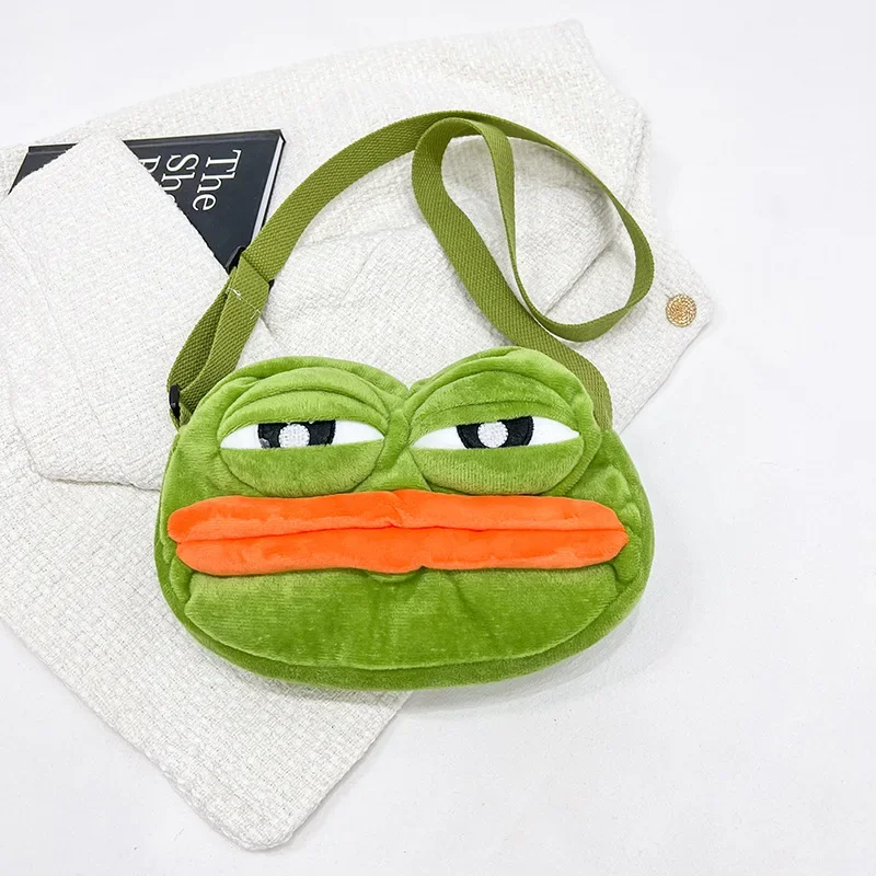 Women funny ugly frog crossbody bag plush cute frog shoulder bag big mouth creative small mobile phone bag female