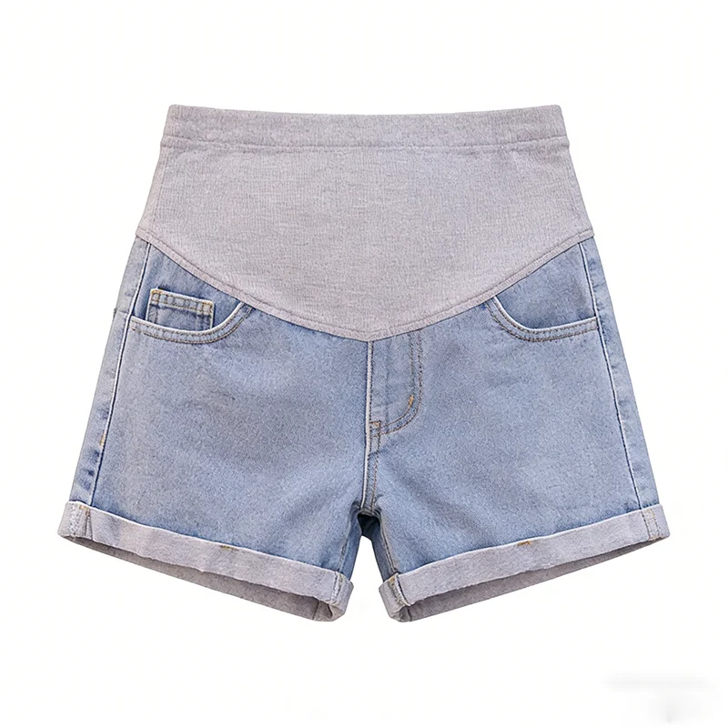 妊婦用デニムジーンズ-妊娠中用ジーンズ-マタニティウェア-マタニティサマールーズジーンズ-妊娠中用ストレートショートジーンズ-パンツ-ショートパンツ