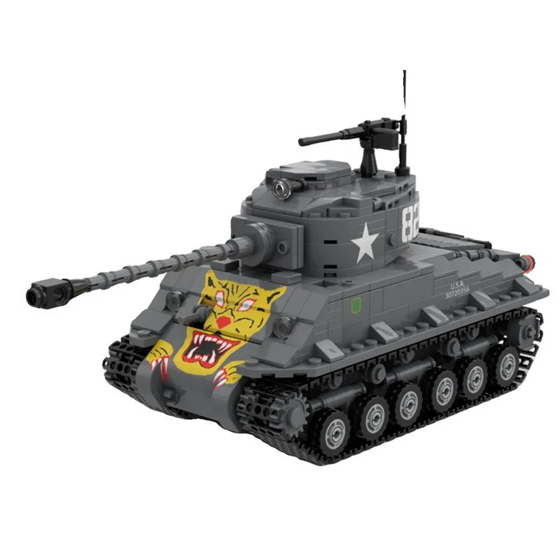 

WW2 M4 Sherman Tank Tracked Armored Fighting Vehicle Model Building Blocks Education Toys Military Series Gifts for KIds