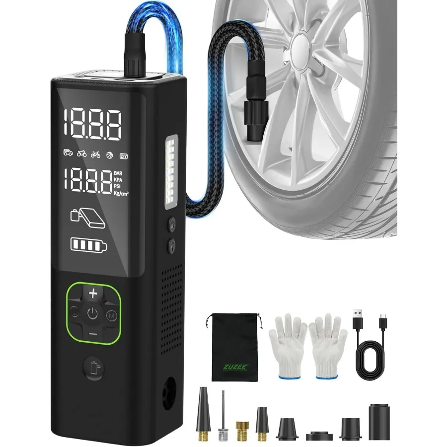

Portable Tire Inflator 3X Faster 150PSI Air Compressor with HD Display for Car Moto Bike Tires and Balls Mattresses