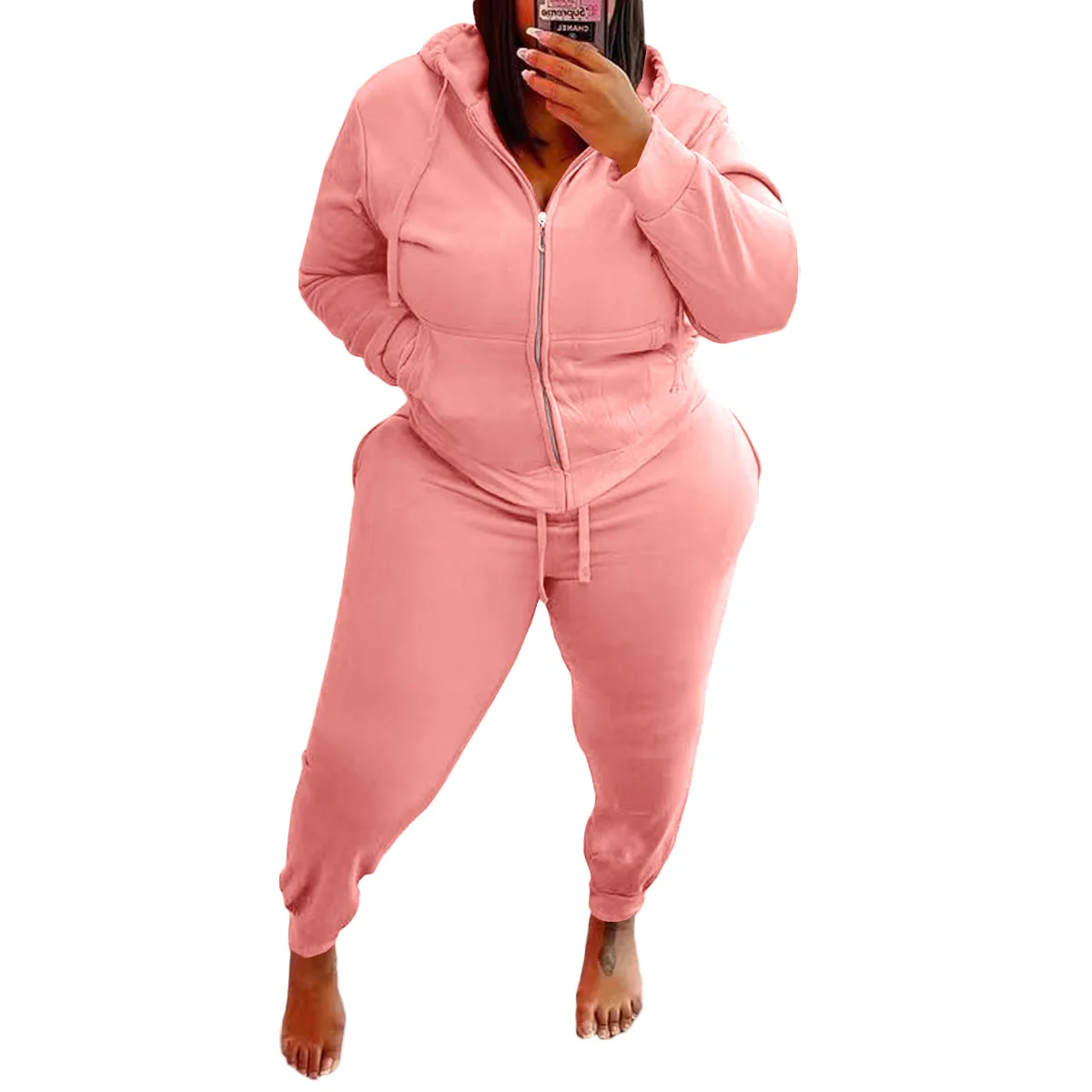 2022 Winter Clothes for Women Plus Size Two Piece Sets Hooded Sweather and Long Pants Causal Tracksuit Wholesale Dropshipping