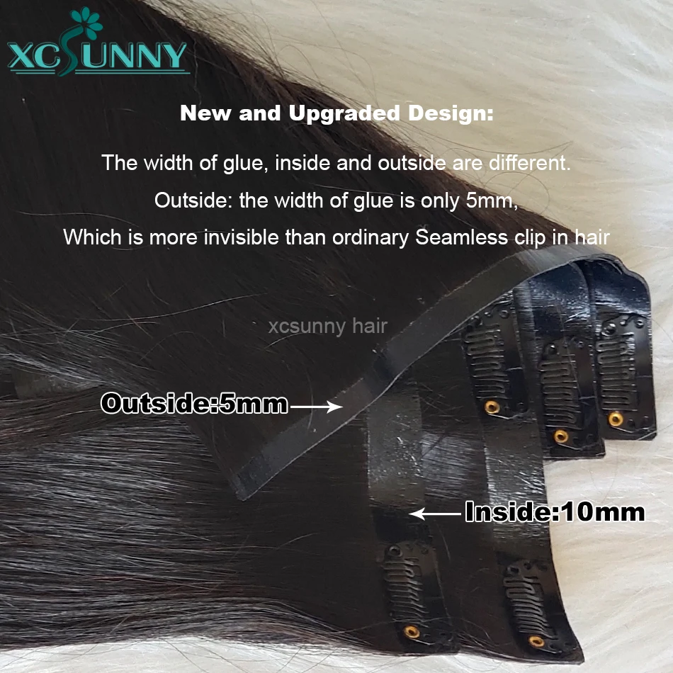 Yaki Straight Seamless Clip In Human Hair Extensions PU Clip Ins Yaki Human Hair Wholesale Burmese Clipin Hair Extensions