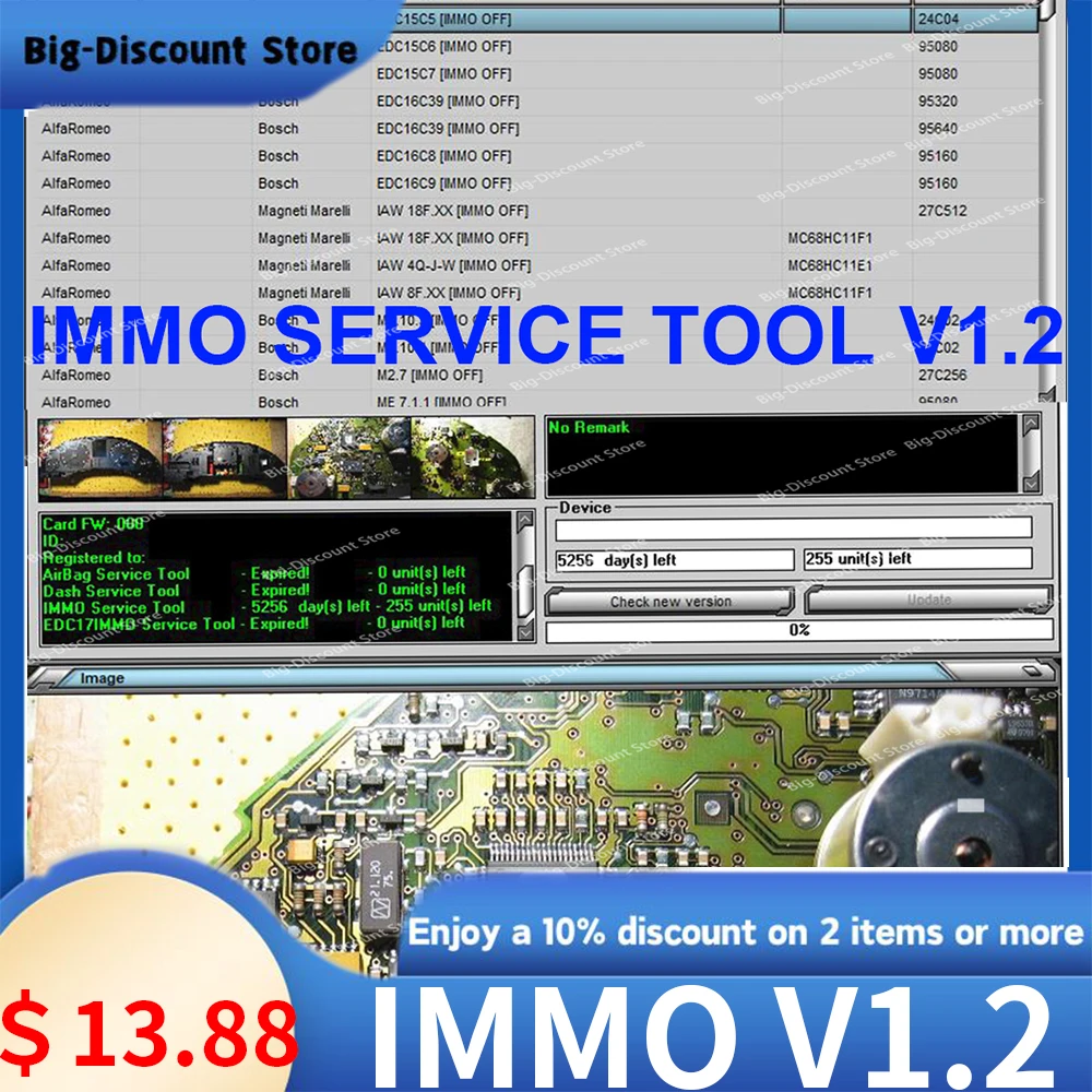 

Newest IMMO SERVICE TOOL V1.2 car diagnostic software 32GB USB Edc 17 PIN Code and Immo off Works without Registration