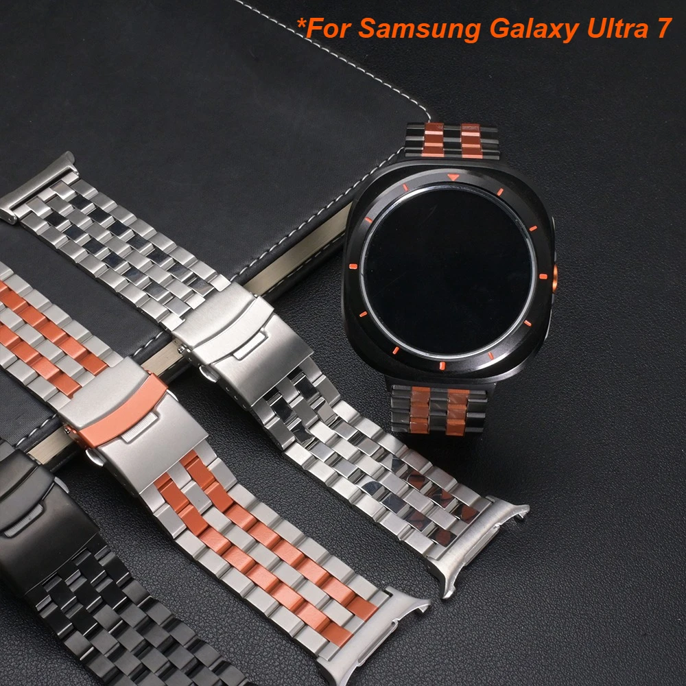 

Connector+Stainless Steel Strap for Samsung Galaxy Ultra 47mm Luxury Metal Band for Samsung Galaxy Ultra 7 Watchband Accessories