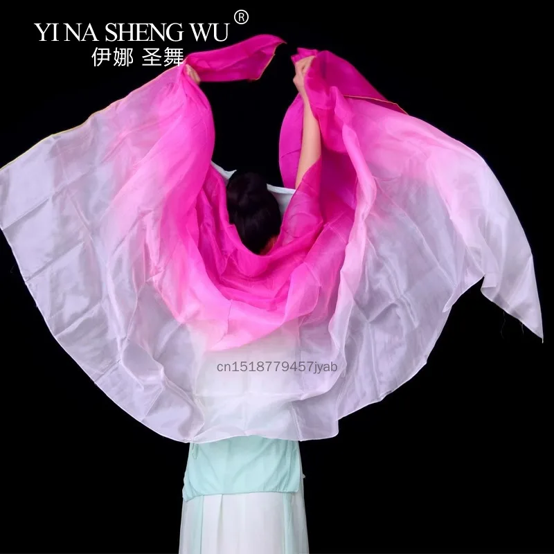 Danse du ventre foulard en soie lancer à la main dégradé couleur danse pratique Performance voile de soie personnalisé 100% vraie soie voile de danse du ventre