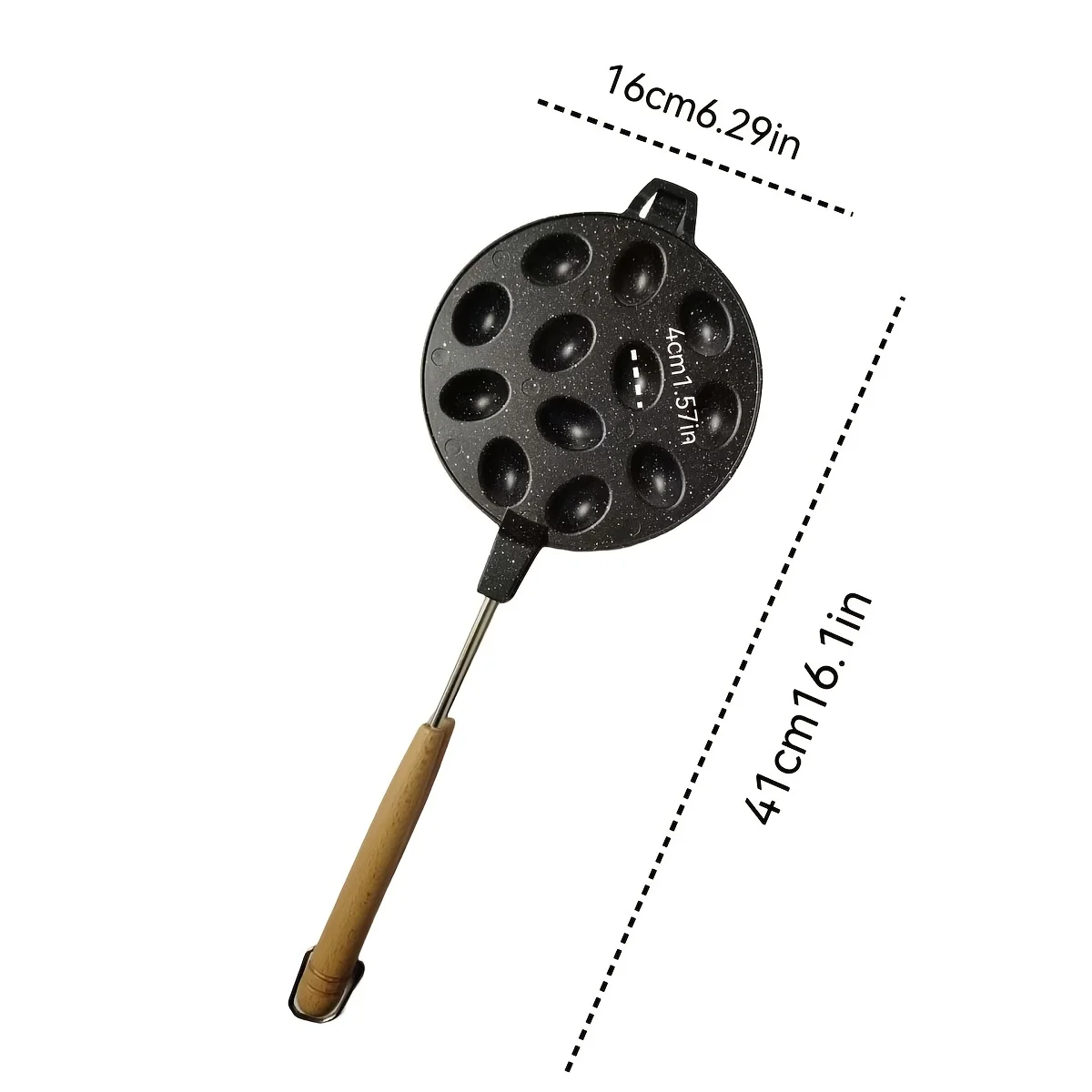 12-Cavity Round Pecan Mold Egg Waffle Pan for Gas Stove Universal Baking Mold for Walnut-Shaped Cakes and Egg Pancakes