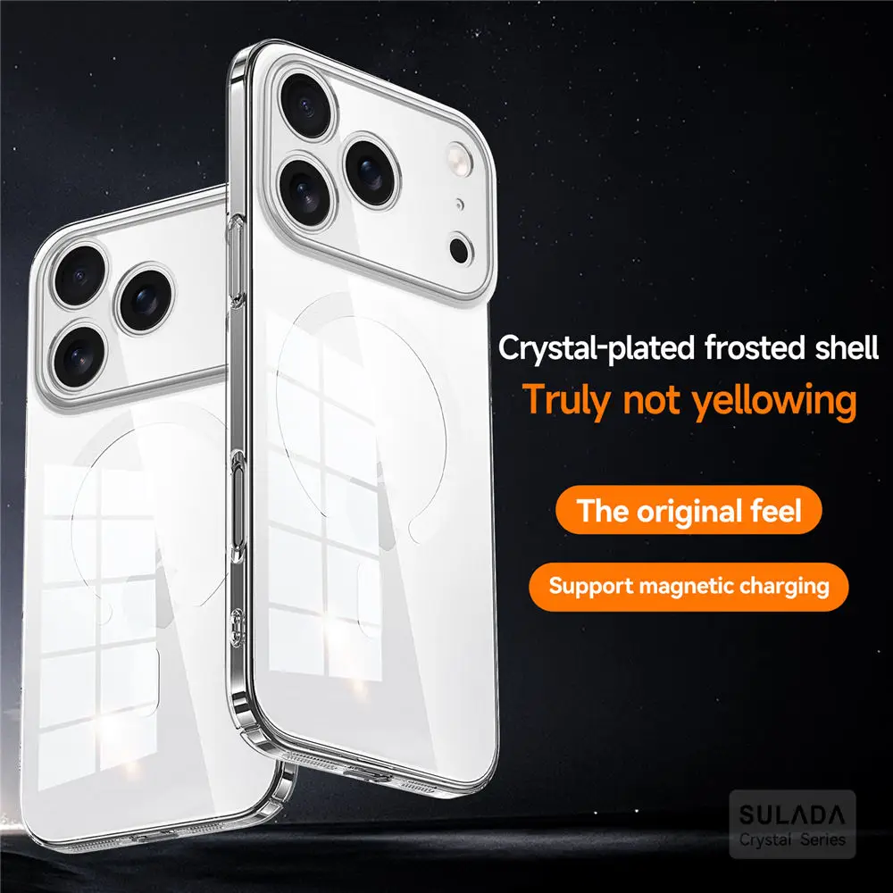 

Магнитный тонкий полностью прозрачный защитный чехол для iPhone 17 Pro Max 17 Air 17, чехол на ощупь