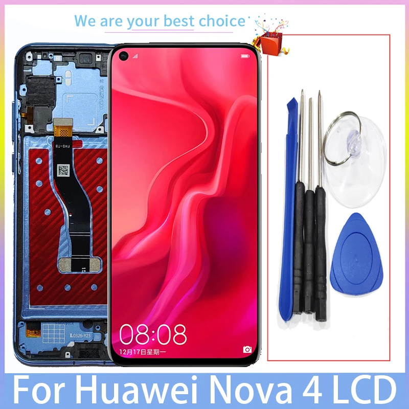 For Huawei Nova 4 LCD Display Original With Frame Nova4 Touch Screen Models VCE-AL00 TL00 L22 Panel Digitizer Replacement Parts