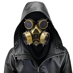 Halloween Steampunk Rivet Gas Mask Respirator with Goggles Punk Gothic for Halloween Party Cosplay Props Easter Party Masquerade