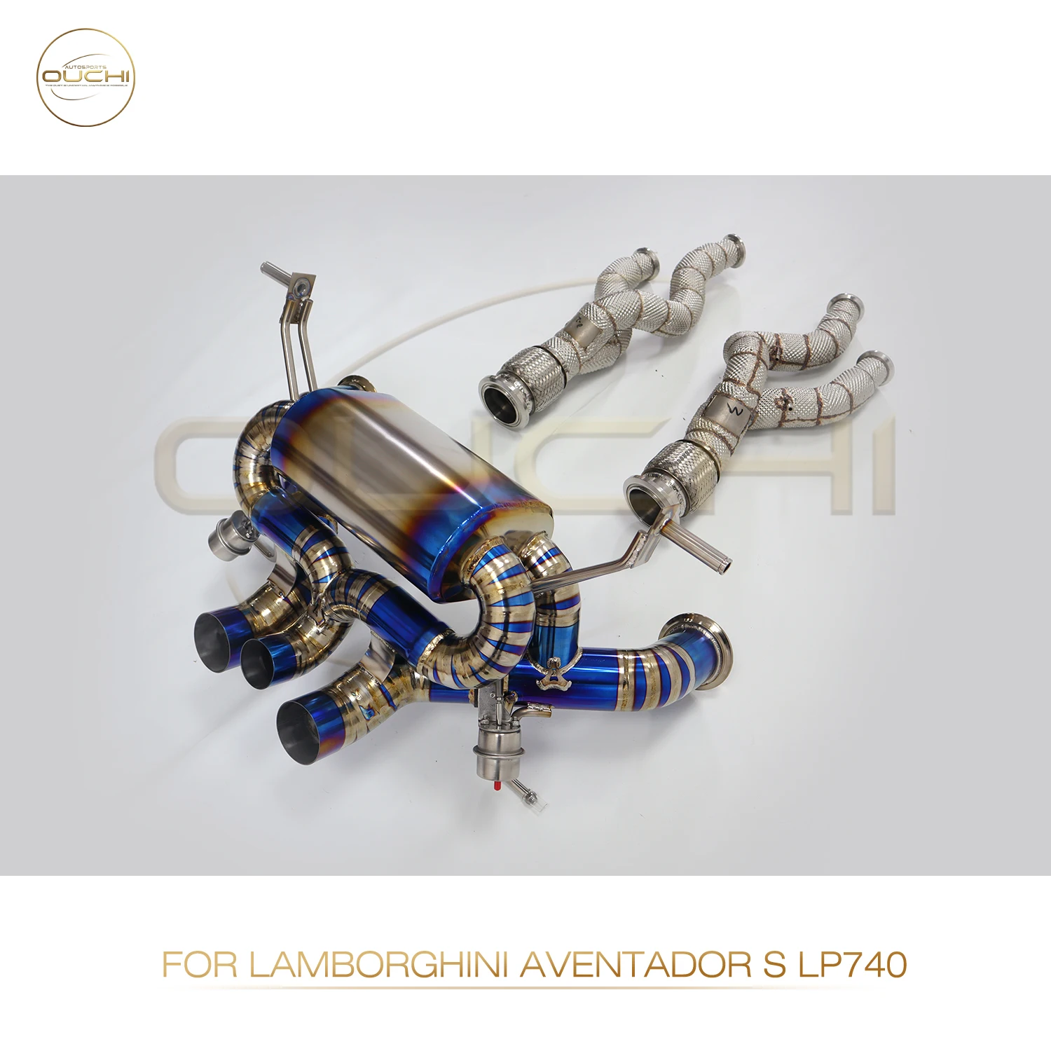 OUCHI Titanium Exhaust System Performance Catback for Lamborghini Acentador S LP740 Catless Downpipe With Heat Shield