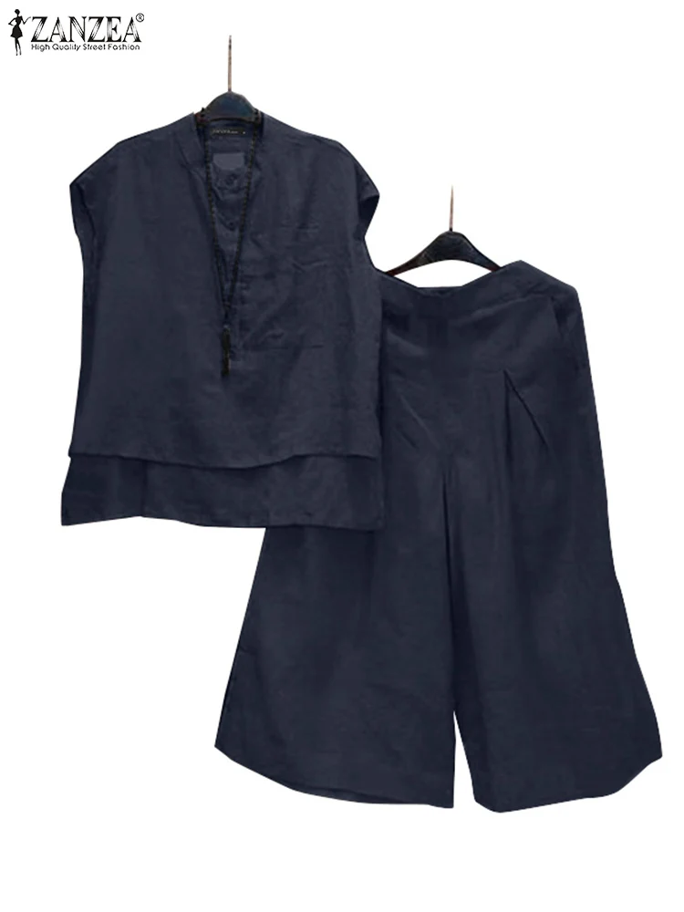 Zella™ Elegant Two-Piece Set | Lace-Trimmed Top and Wide-Leg Trousers