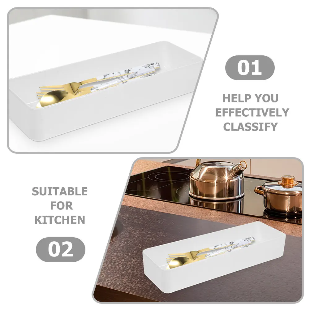 3Pcs Compact Drawer Organizer for Kitchen Small Plastic Cutlery Tray Flatware Storage Box Utensil Organizer Drawer Divider