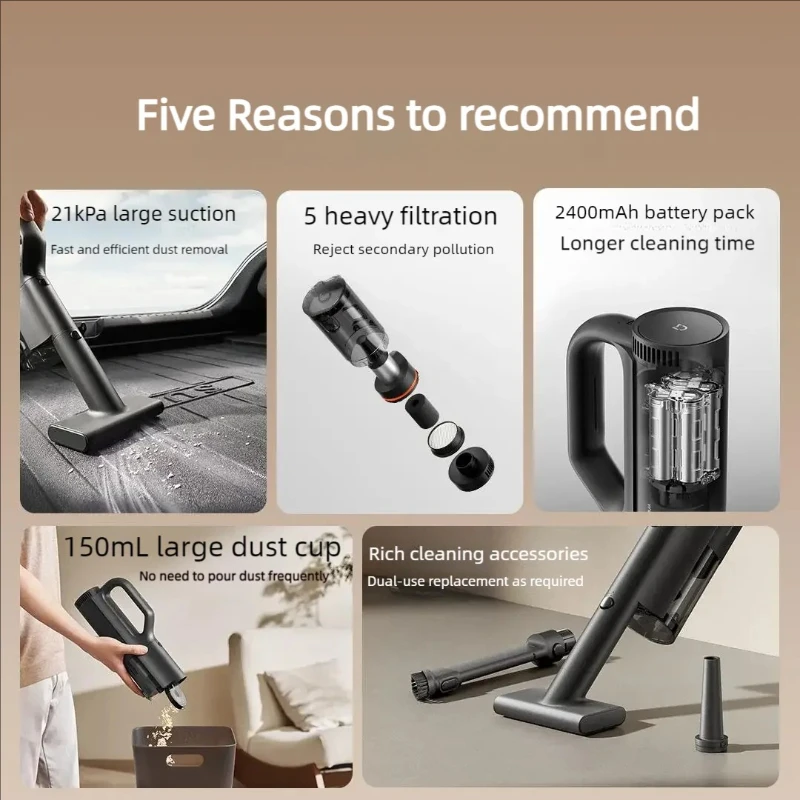 Xiaomi Mijia Car Vacuum Cleaner 21 Kpa Handheld Wireless Vacuum Cleaner Convenient Strong Suction Portable Cleaning Tools Home