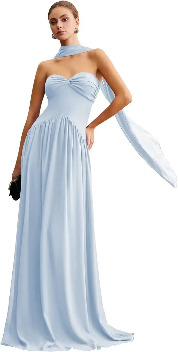 

Плиссированные корсетные платья подружки невесты 2025 длинные для женщин шифоновое вечернее платье торжественное платье женское элегантное вечернее платье