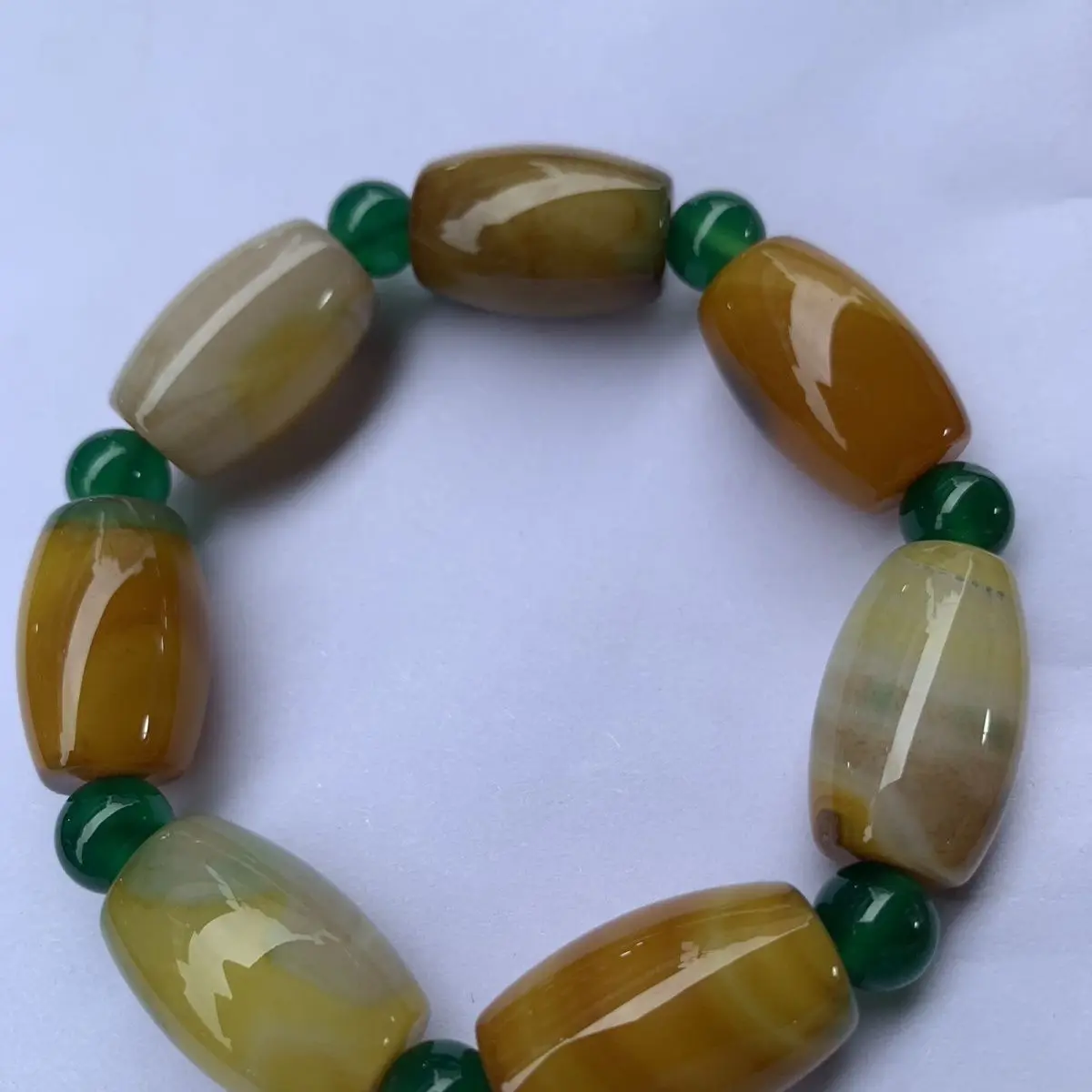Yuhua stone malachite green agate yellow green bracelet bracelet, rough stone transfer men and women gifts