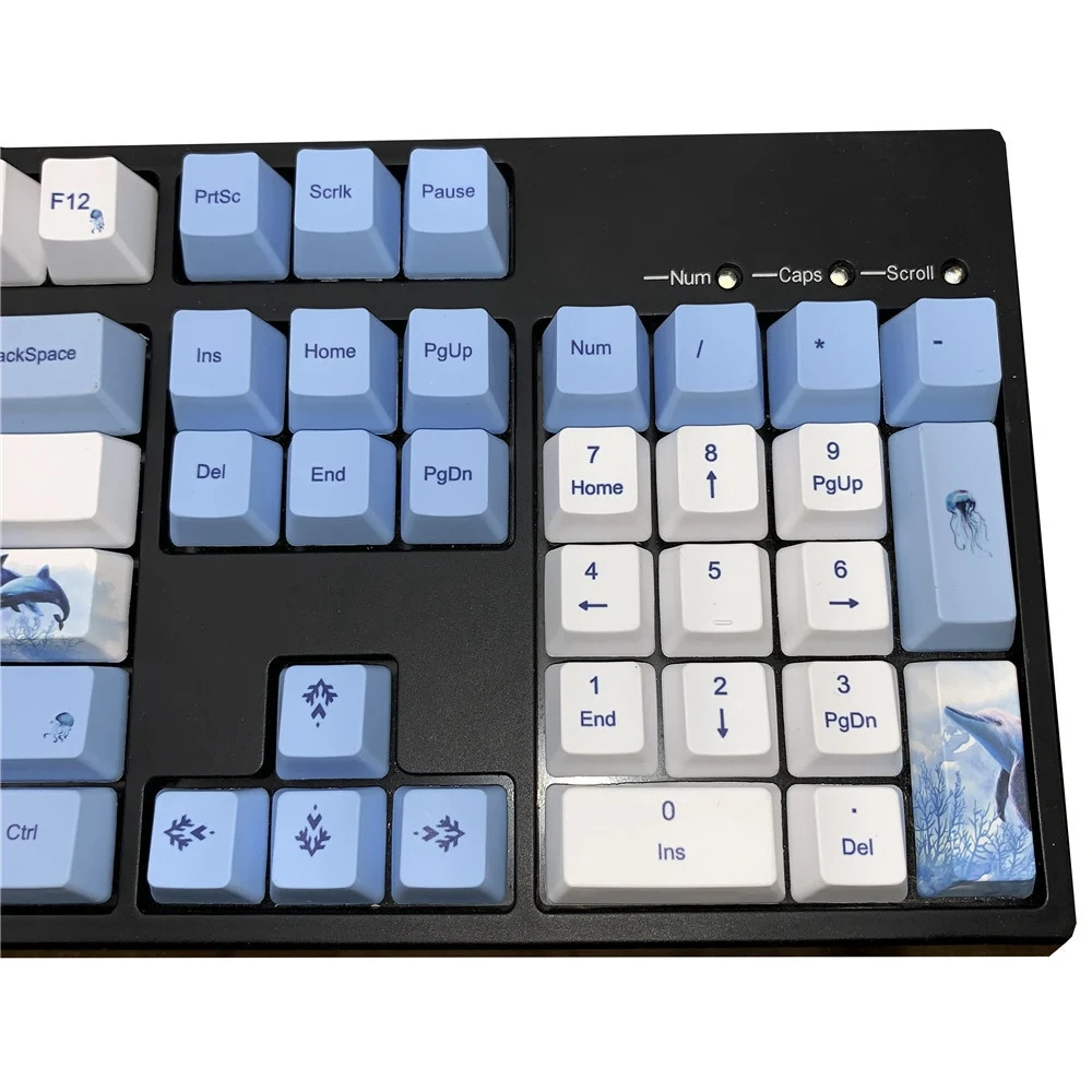 Blue Whale-teclas de sublimación PBT, 104 teclas, Universal Teclado mecánico, Compatible con Black Jazz AKKO, Etc.