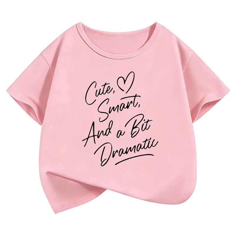 Niedliche, smarte, dramatische T-Shirts mit Buchstaben-Aufdruck, kurzärmelig, für Kinder, Jungen, Mädchen, Sommer, Frühling, lässiges Top-T-Shirt