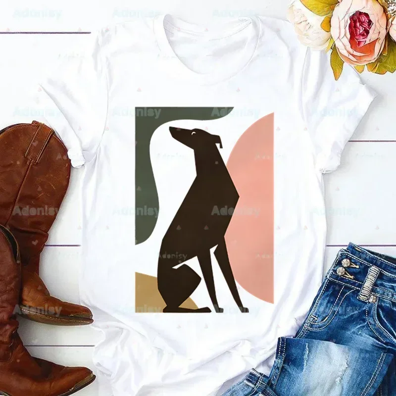 

Greyhound Dog Crazy Greyhound Lady Retro Pure Printing Short-sleeved T-shirt for Men Women Versatile Couple Plus Size Top