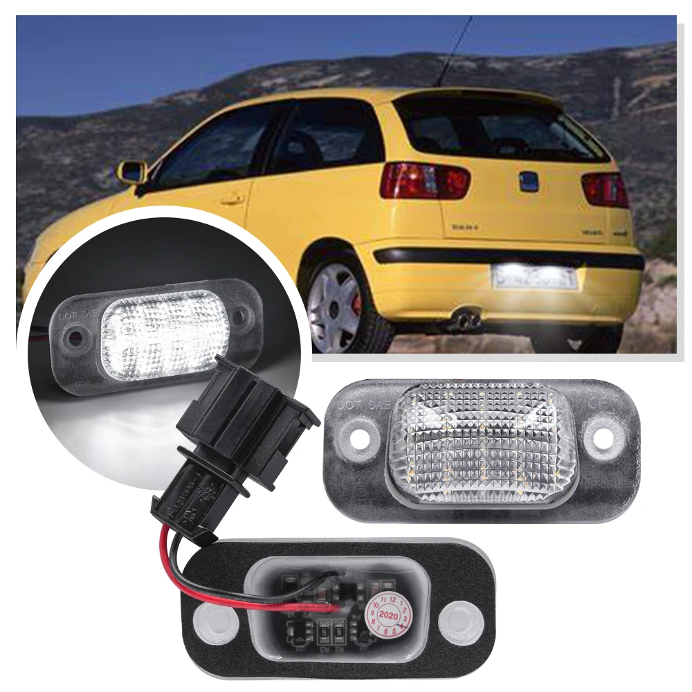 

2Pc LED License Plate Light For Seat Ibiza 6K 1993-1999 Coidoba 6K VW Golf MK3 Polo III Estate Classic Polo Variant number plate