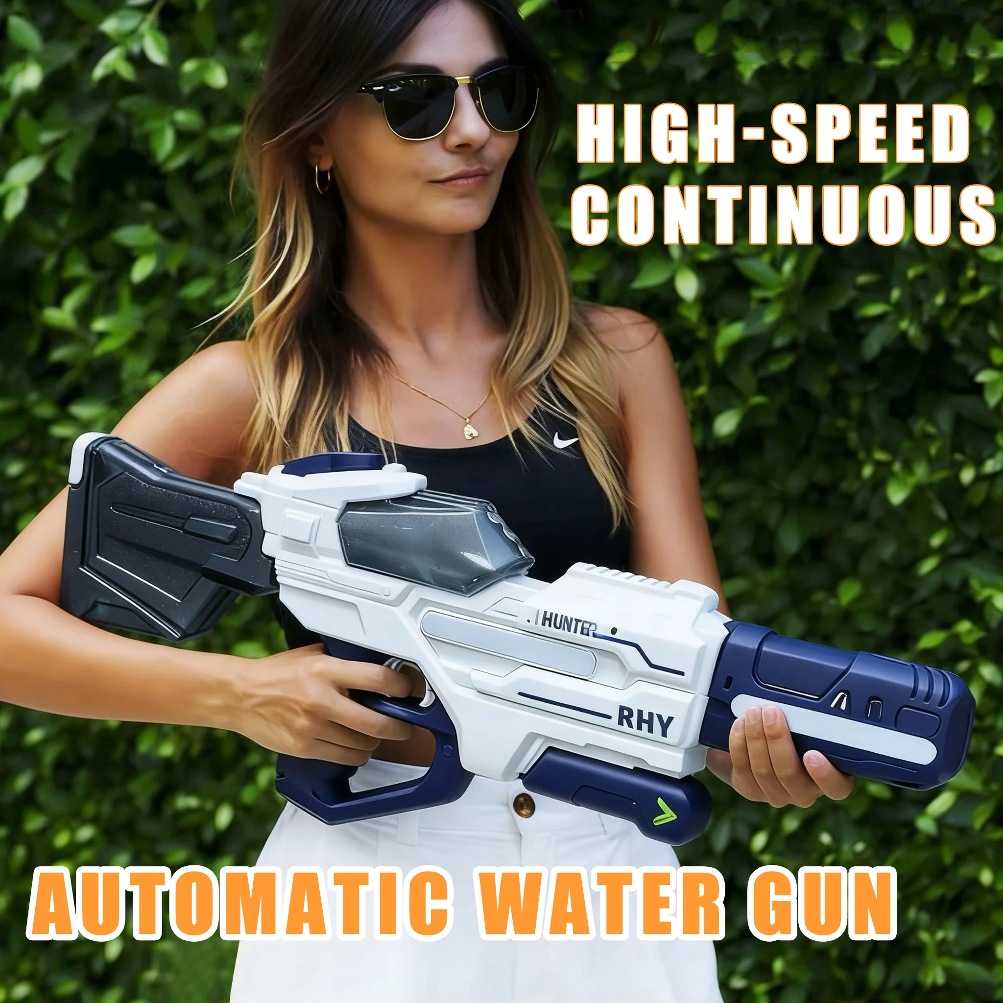 Electric Water Gun Pulse Continuous Firing Watergun Large Capacity Squirt Gun Integrated Manual and Automatic Water Gun Pool Toy