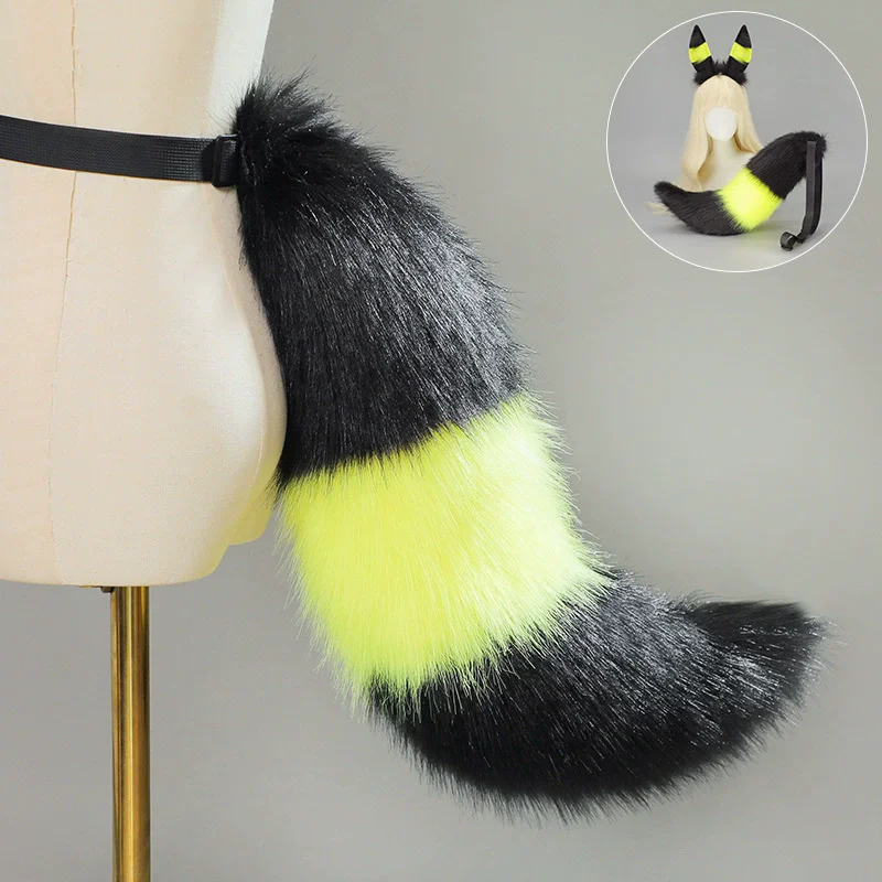 อะนิเมะ Umbreon คอสเพลย์แถบคาดศีรษะหางสัตว์ Fursuit ตุ๊กตาหู Headwear BEAST ชุดหางฮาโลวีน Carnival PARTY Dress UP Props