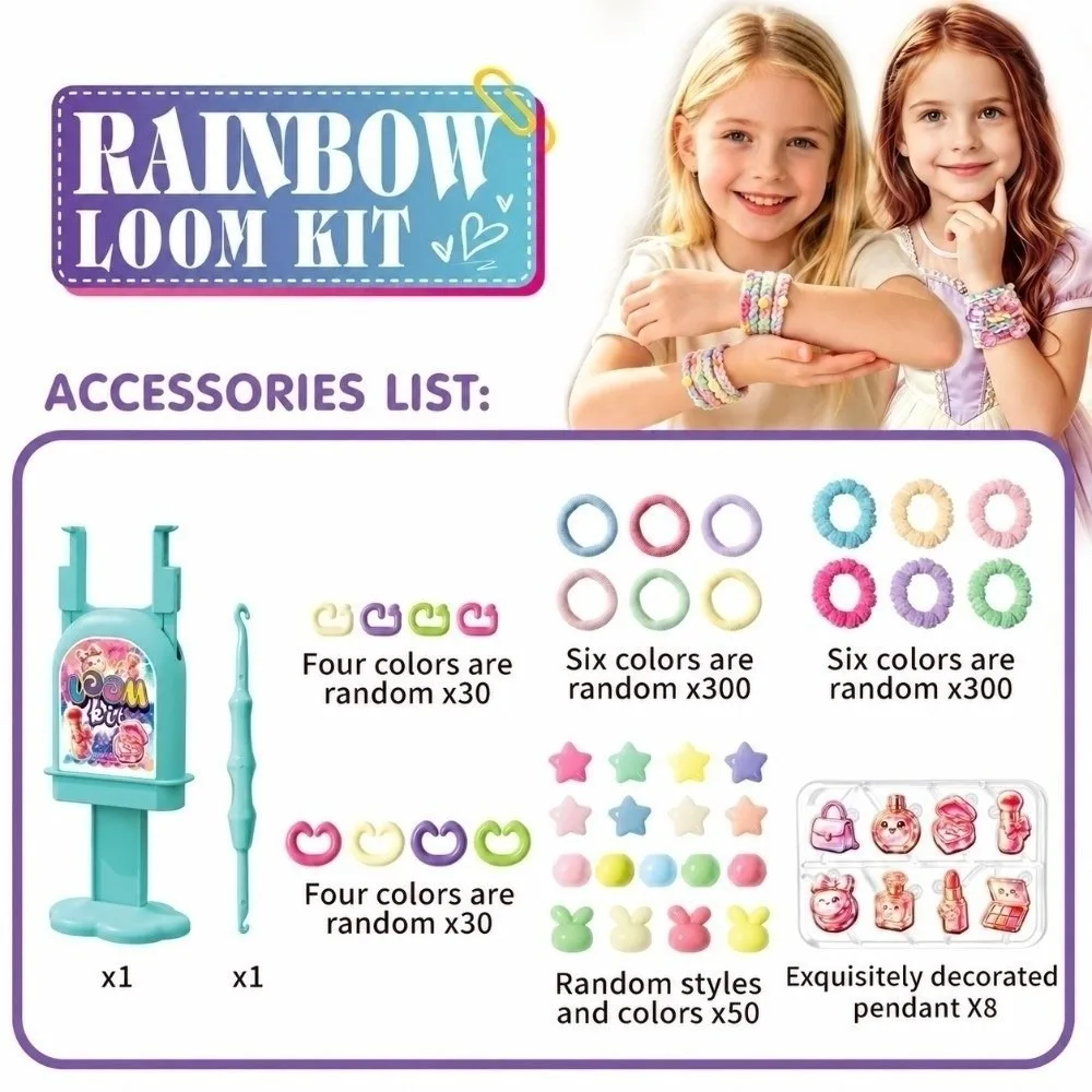 Handmade Rainbow Loom Kit Colorful Beads Funny Bracelets String Maker Kit Easy To Use DIY DIY Bracelet Weaving Machine