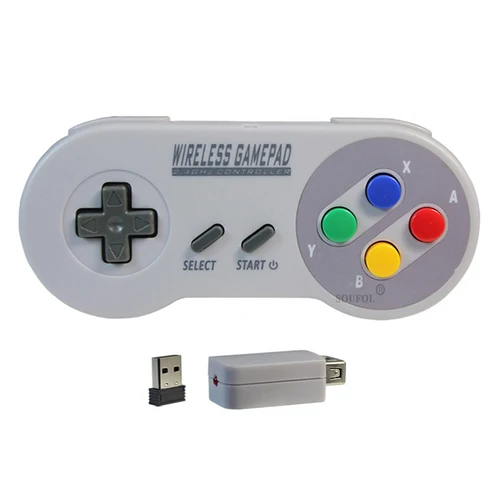 Imagen 2 del producto 2 controlador de juego receptor inalámbrico botón colorido 2,4G Gamepad Joypad Joystick Compatible con SNES Mini PC NS Switch accesorio