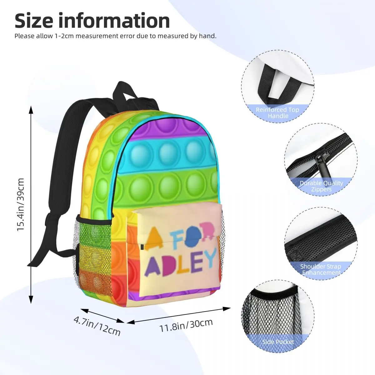 Popit Silicone Backpack. Beautiful A For Adley New Fashion High Capacity Waterproof College Backpack Trendy Laptop Travel 15inch