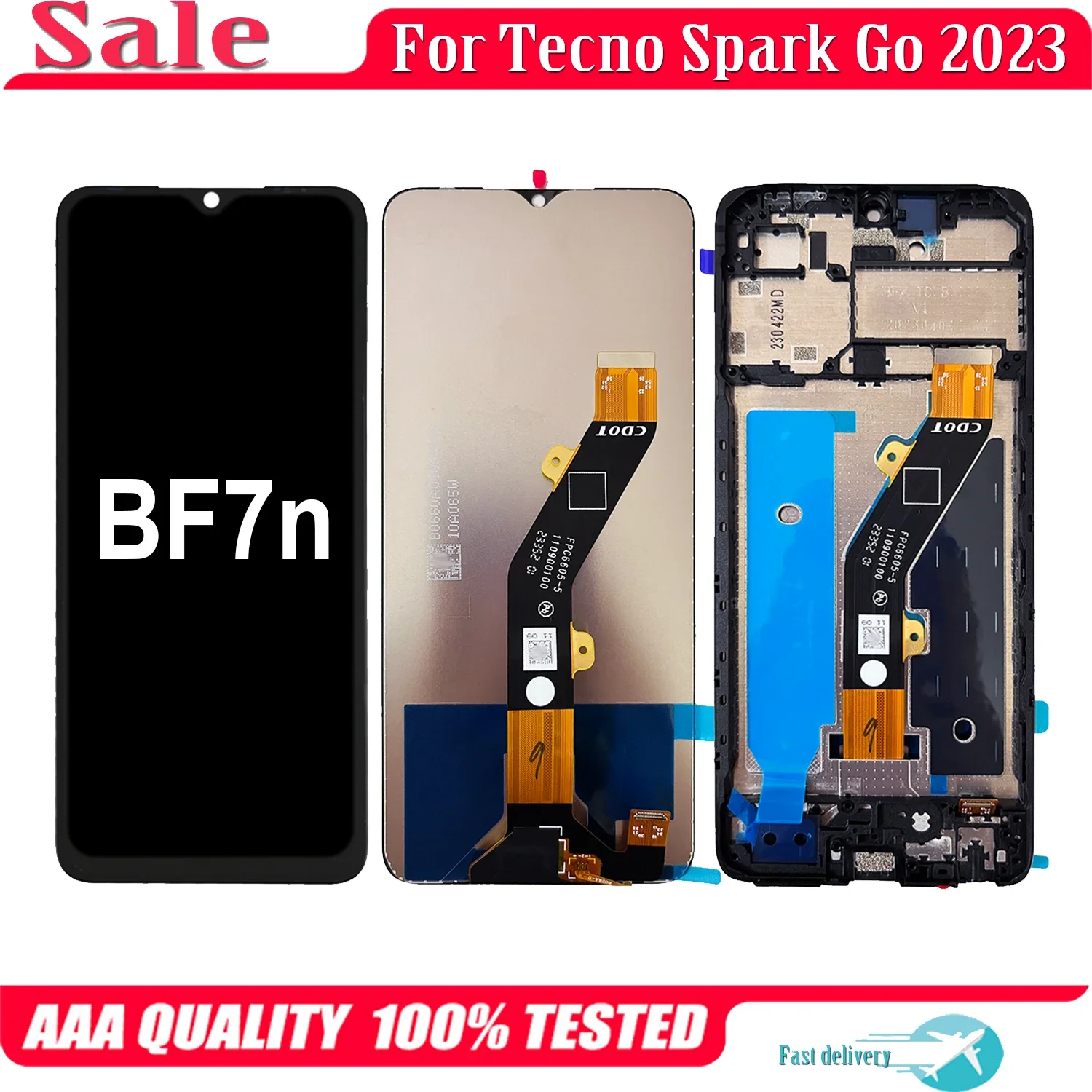 6.6\'\' For Tecno Spark Go 2023 BF7n LCD Display Touch Screen Replacement Digitizer Assembly