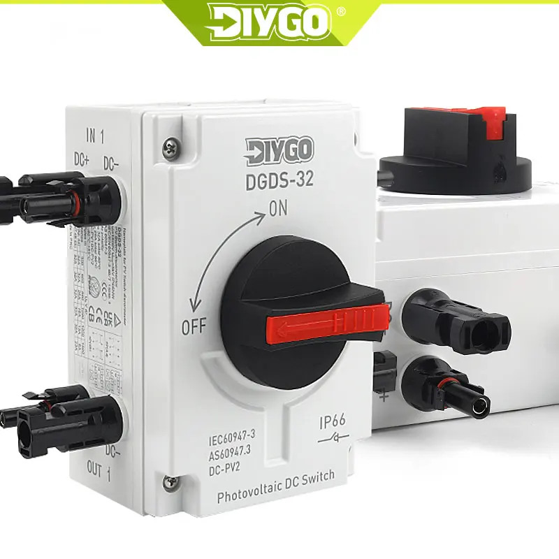 DIY GO IP66 Waterproof PV Isolator Switch 2 String DC 1200V 32A Solar Rotating Handle Isolator Rotary Switch Disconnector