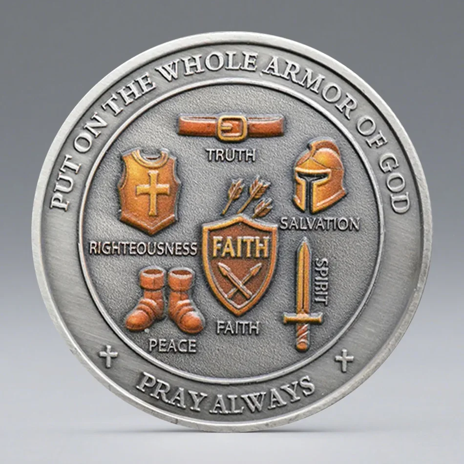 Put on The Whole Armor of God Gold Plated Souvenir Coin Ephesians 6:11 Pray Always Collection Coin