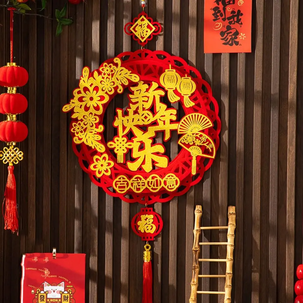 قلادة السنة الجديدة التقليدية الإبداعية الرائعة ملصقات الباب ذات الطابع المحظوظ قابلة لإعادة الاستخدام مع تعليق باب مهرجان الربيع بشرابة