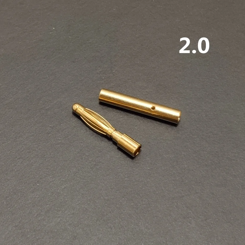 100 Stück 2/3,5/4 mm vergoldete Bananen-Rundstecker, männlich-weiblicher Stecker mit schwarzem Schrumpfschlauch für RC-Batterie, ESC-Motorteil – Detail 1