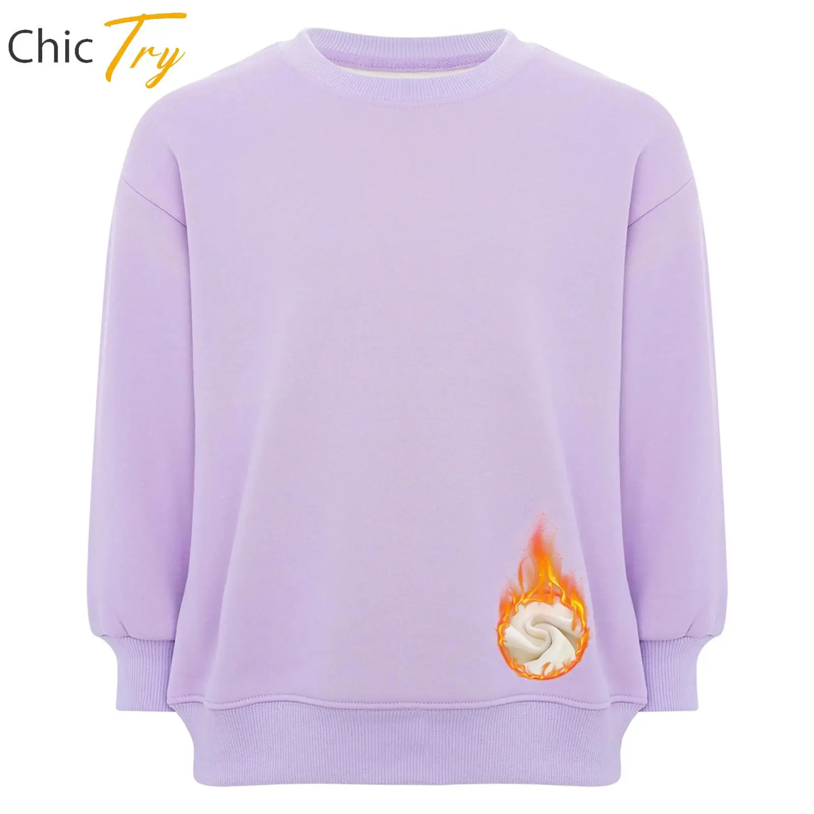 

Girls Boys Solid Color Fleece-lined Sweatshirt School Home Clothing Long Sleeve Pullover Top for Sports Exercise Running Jogging