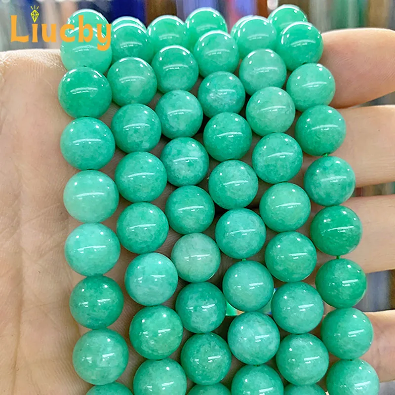 حجر سيدوني أخضر فاتح صيني طبيعي ، حبات مستديرة لصنع المجوهرات ، أساور ساحرة تصنعها بنفسك ، 15 في ستراند ، 4 ، 6 ، 8 ، 10 ، 12