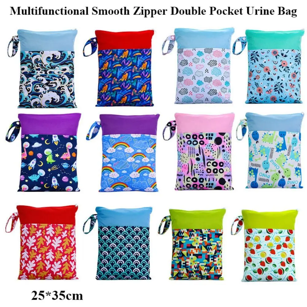 שקית שתן חלקה באיכות גבוהה עם רוכסן, עמידה במים, מכסה חיתולים רב תכליתי, שקית לחה חוזרת לאחסון פדים סניטריים