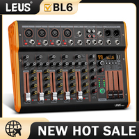LEUS BL4/6 Channel 99 DSP Effect Audio Mixer Record PC 48V Phantom Power USB Sound Mixers Bluetooth DJ Console Mixing for Karaok