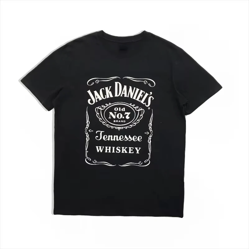 

2025 Men's Short Sleeve T-shirt Wine Culture Whiskey Print Retro Trend Leisure Street High Quality Luxury Brand Popular Top