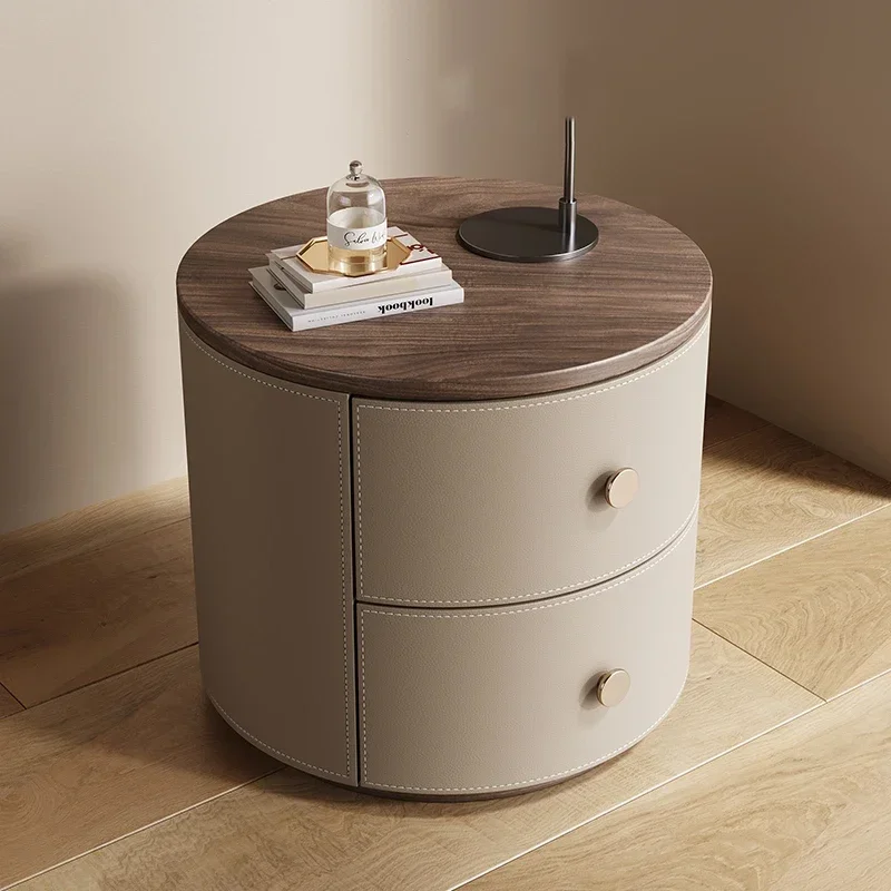 Round Luxury Design Bedside Table Trendy Premium Aesthetic Elegant Bedside Table Modern Unique Mesita De Noche Bedroom Furniture