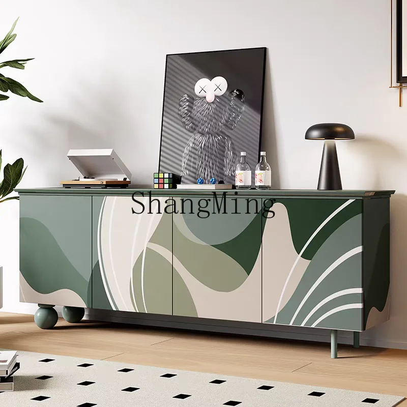 

FG solid wood locker, entrance partition, painted paint, hand-painted storage side cabinet