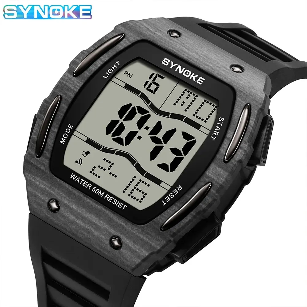 SYNOKE Watch Outdoor Sports Multifunctional Waterproof Shock Resistant Large Screen Display Luminous LED Digital Watch For Men