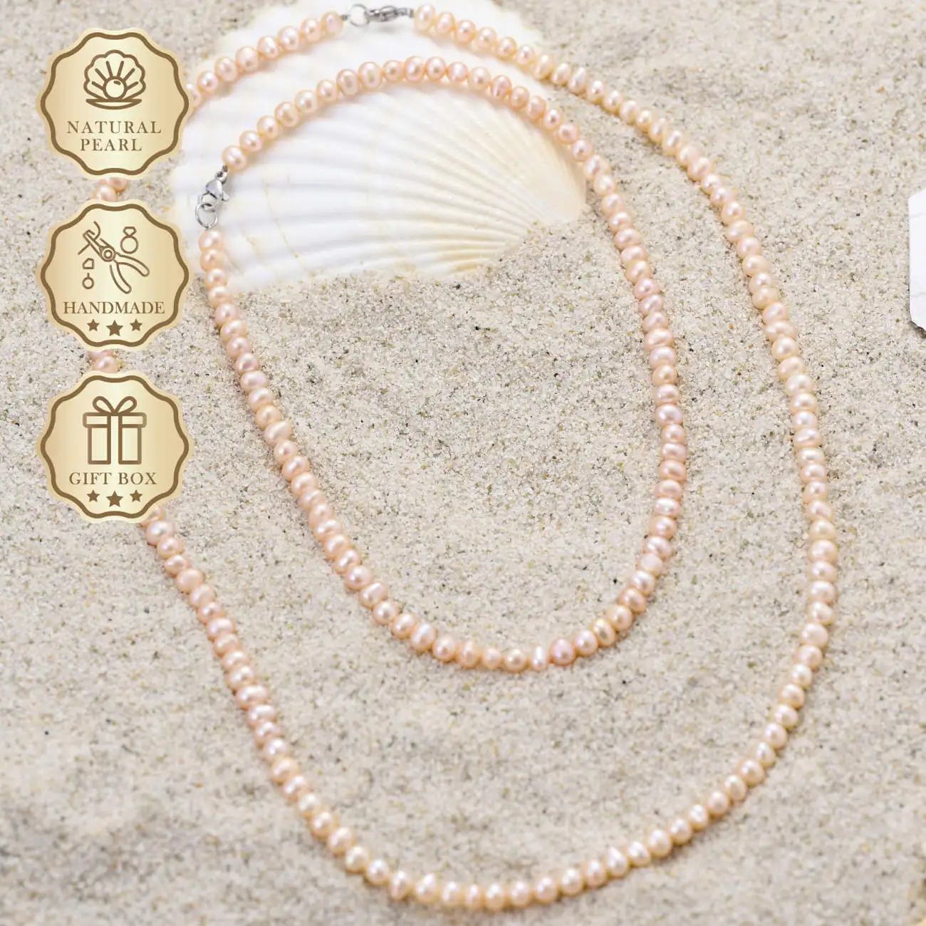 

MYSOYA Pink Freshwater Pearl Necklace 5–6mm with Silver Lobster Clasp, Gift Box, Birthday & Anniversary Gift