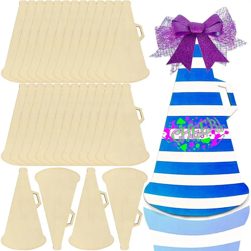Unfinished Wood Cutouts 30 Pcs 6 Inch DIY For Cheerleader Board For Ornaments Crafts Party Supplies-N37R